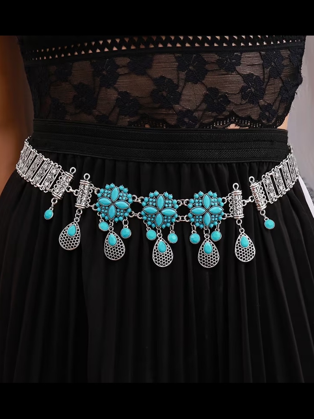 Turquoise Boho Statement Waist Chain Belt